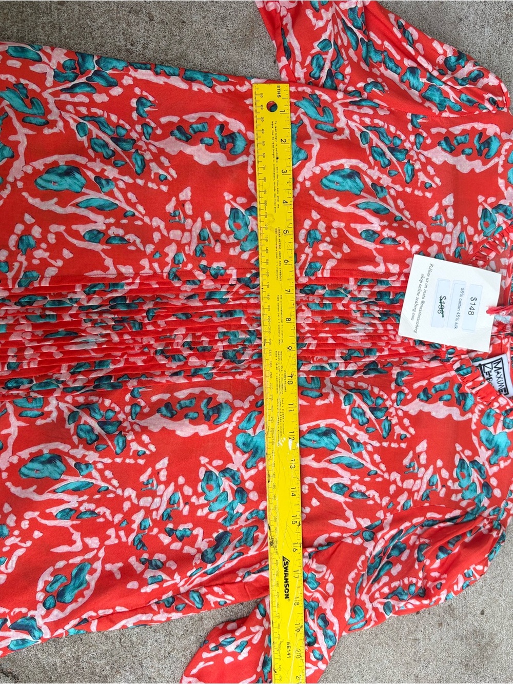 NWT Maxime Zeaberg Coral and Teal Blouse Size 2 - Picture 6 of 10